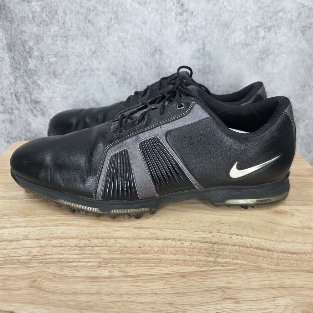 Nike Zoom Trophy Golf Shoes Mens 14 Black Metallic Leather Sneakers 483246-001 - Picture 6 of 11